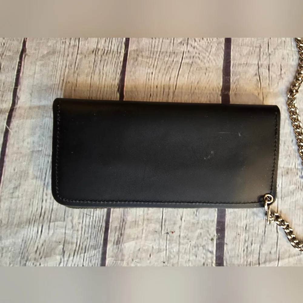 MADE IN USA SPLIT LEATHER MEN'S BLACK WALLET WITH CHAIN